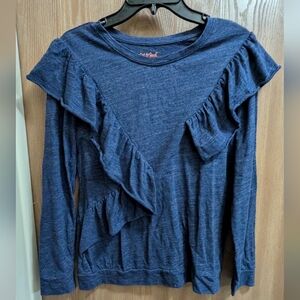 🔥B2G1! Cat & Jack Blue Assymetrical Ruffled Blouse 14/16